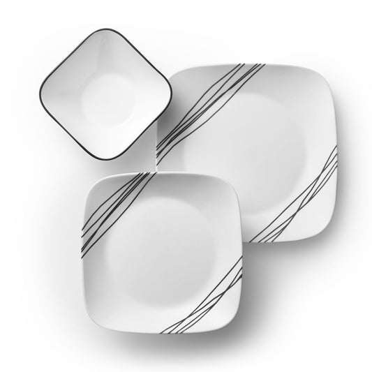 Corelle® Square Simple Sketch 18-piece Dinnerware Set, Service for 6