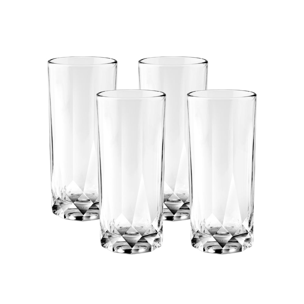 Ocean Glass Cienna Long Drink Glasses (4-Pieces), 14.5-ounce, dishwasher Safe