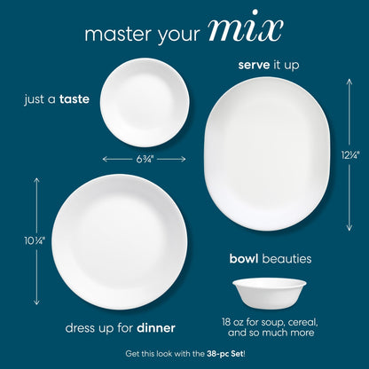 Corelle® Winter Frost White 38-piece Dinnerware Set, Service for 12
