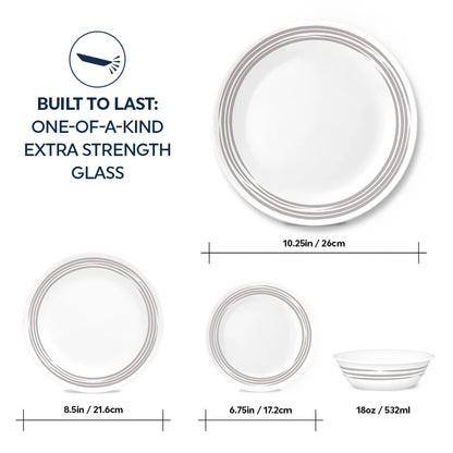 Corelle® Brushed Silver 16-piece Dinnerware Set, Service for 4