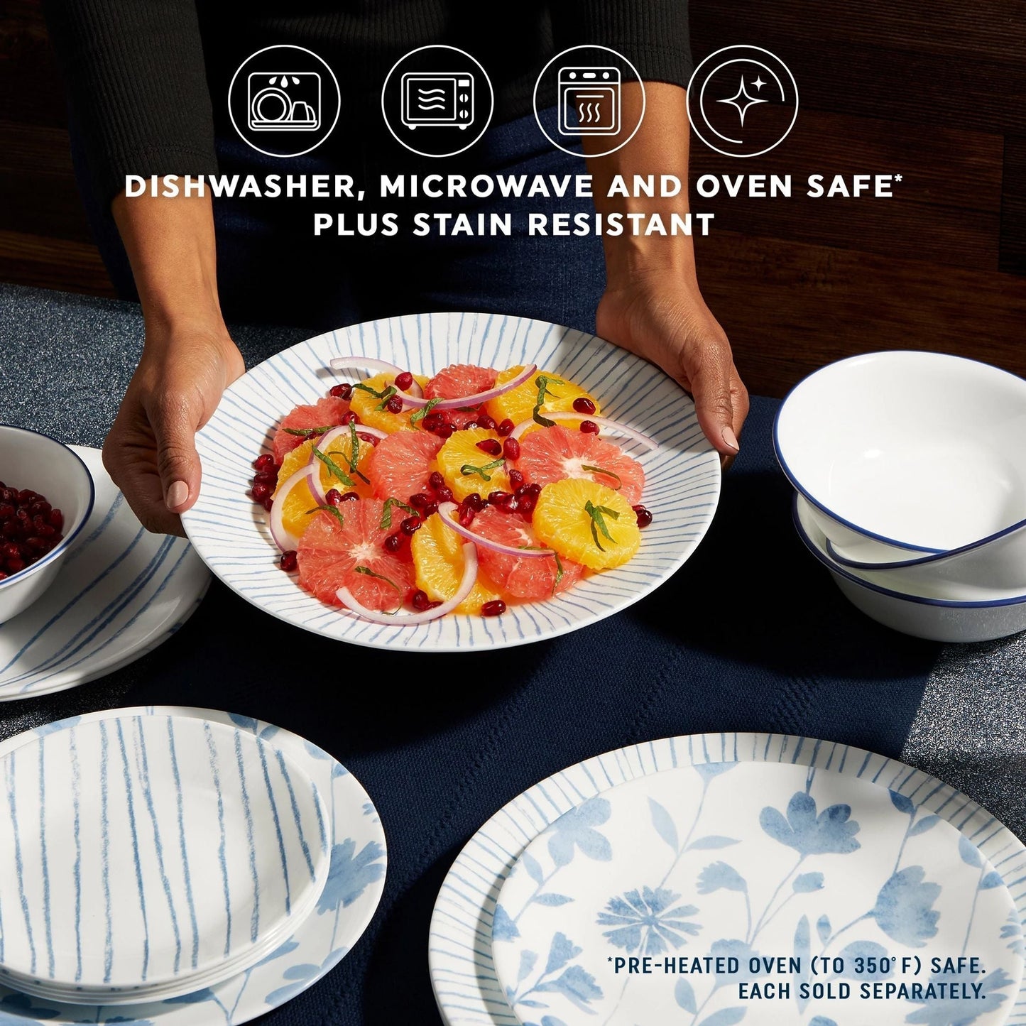 Corelle® Botanical Stripes 8.5" Salad Plates, 6 Pack
