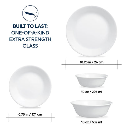 Corelle® Winter Frost White 16-piece Mugless Dinnerware Set, Service for 4