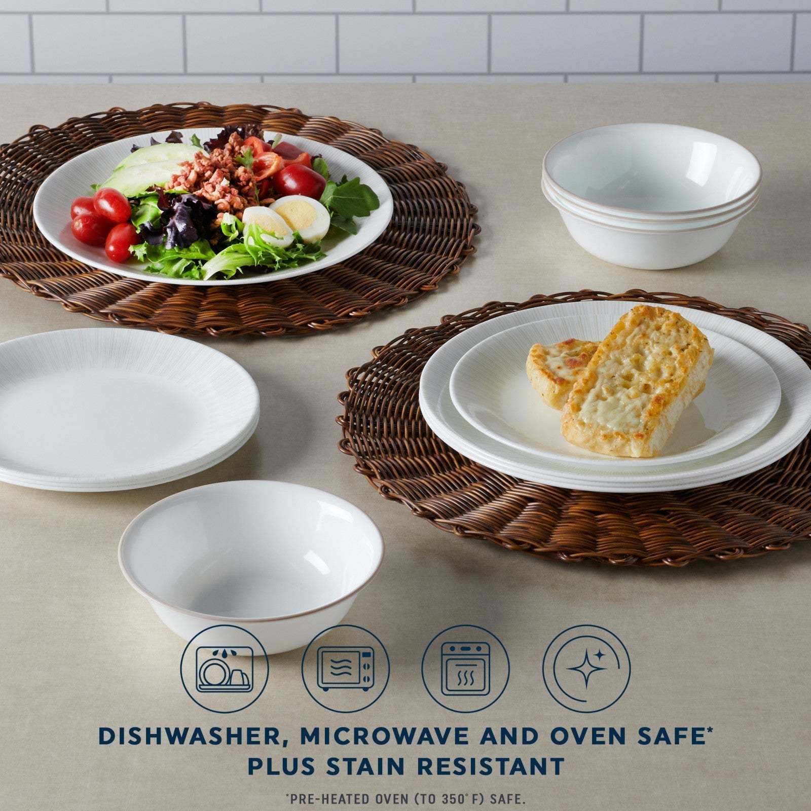 Corelle® Hushed Lines 12-piece Dinnerware Set, Service for 4